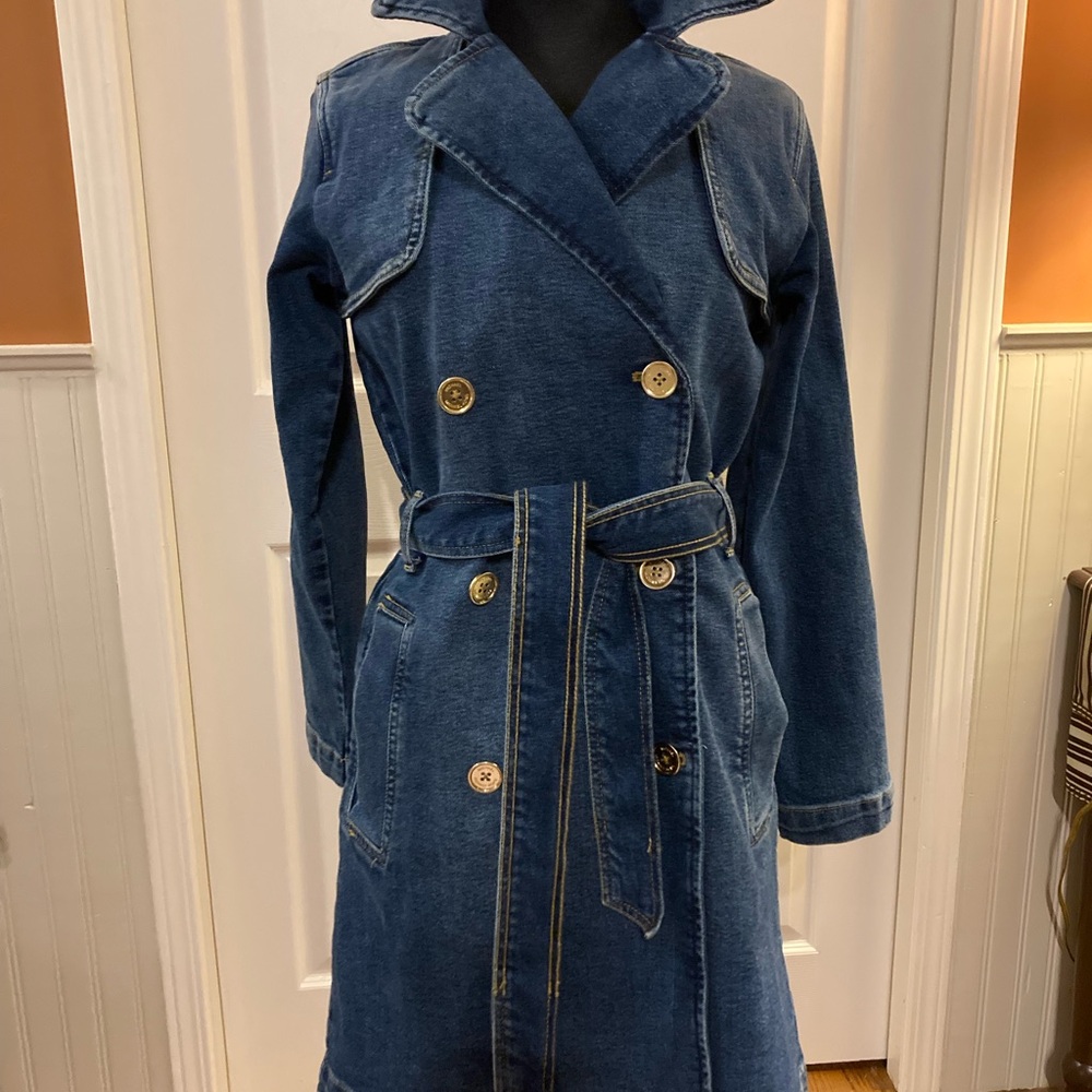 Michael Kors Blue Denim Trench Coat